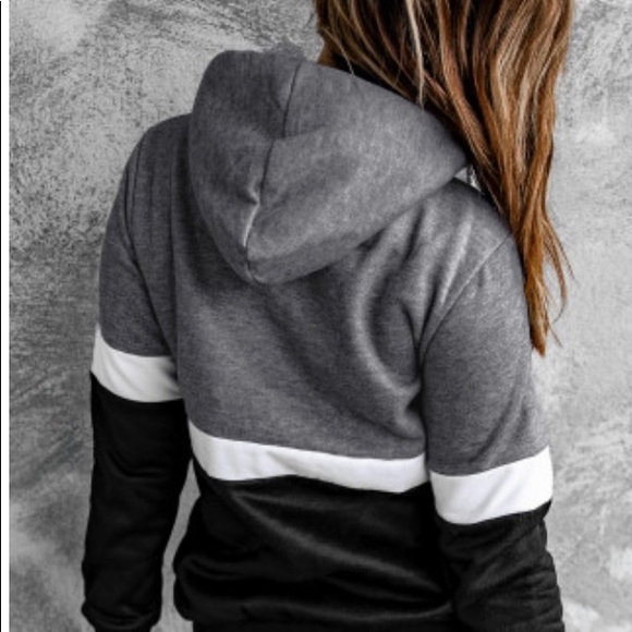 SALE COZY BLACK DRAWSTRING COWL NECK HOODIE - Picture 3 of 6